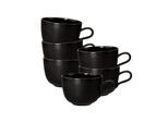 Tasse SELTMANN WEIDEN "Milchkaffeetassen Liberty Velvet Black 400 ml 6er Set schwarz", schwarz, 6 tlg., Porzellan, Trinkgefäße, Tasse