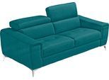 2,5-Sitzer EGOITALIANO "Francine, Designsofa, Loungesofa, Breite 213 cm, Fußfarbe chrom", blau (teal), B:213cm H:100cm T:106cm, Sofas, 2 5-Sitzer, Designfuß, Luxus-Microfaser BLUSH, teal