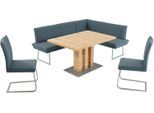 Essgruppe K+W KOMFORT & WOHNEN "Santos III", blau (petrol), B:205cm H:86cm T:205cm, Sitzmöbel-Sets, Essgruppe, gepolsterte Eckbank und Stühle, langer Schenkel rechts oder links