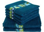 Handtuch Set DYCKHOFF "Eulen", blau (petrol), Obermaterial: 100% Baumwolle, Handtuch-Sets, Handtuch Set, 4 Handtücher (50 x 100 cm); 2 Duschtücher (70 x 140 cm)