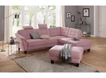 Ecksofa HOME AFFAIRE "Trondheim L-Form", rosa (altrosa), B:260cm H:89cm T:214cm, Struktur fein (100% Polyester);Flachgewebe (100% Polyester);Luxus-Microfaser (90% Polyester, 10% Polyamid), Sofas, Ecksofa, mit Federkern und Knopfheftung im Rücken, Füße Buche dunkel
