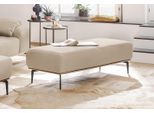 Polsterhocker W.SCHILLIG "run", beige (elfenbein z73), B:150cm H:46cm T:60cm, Longlife Xtra-Leder Z73: Naturwalkleder der Luxusklasse aus den erlesensten Rohhäuten. Hautstärke 1, 1 – 1, 3 mm;ROHLEDER Chenille-Flachgewebe Q2 W77 (68% Polyacryl, 32% Polyester);Stoff S37 (100% Polyester), Hocker, Polsterhocker, mit Holzsockel, Füße in Schwarz pulverbeschichtet, Breite 150 cm