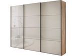 Schwebetürenschrank WIEMANN "Phoenix, Made in Germany, modernes Design, Highlight, Blickfang", bianco, eiche, nachbildung, B:223cm H:236cm T:67cm, Schränke, Schwebetürenschrank, maximaler Staurraum, inkl.Einlegeböden, Wäscheböden u. Dämpfer