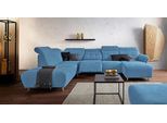Wohnlandschaft HOME AFFAIRE "Manhattan U-Form", blau (hellblau), B:345cm H:102cm T:247cm, Luxus Microfaser2 (90% Polyester, 10% Polyamid);Flachgewebe (100% Polyester);Luxus-Microfaser1 (100% Polyester), Sofas, Wohnlandschaft, 2 Sitze mit elektrischer Relaxfunktion, verstellbare Armlehnen