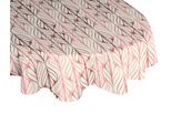 Tischdecke ADAM "Wave", bunt (natur, dunkelrot, rosa), B:145cm L:145cm Ø:145cm, Bio-Baumwolle, Leinen, Tischdecken, Tischdecke, aus Leinen und Bio-Baumwolle