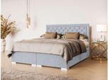 Bett HOME AFFAIRE "SACY mit Matratze und Topper, in 2 Breiten (160 und 180 cm)", silber, B:182cm H:121cm L:209cm, 100% Polyester, Betten, Bett, Boxspringbett mit Kopfteil, Bettkasten, Matratze (BFK/TFK) und Topper