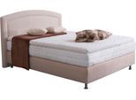 Boxspringbett, beige, B:134cm L:210cm, Bezug Unterbox und Kopfteil: Mikrovelours, strapazierfähig und pflegeleicht (100% Polyester);Bezug Obermatratze: 100% Polyester, waschbar bis 60C;Bezug Topper: 100% Polyester, waschbar bis 60C, WESTFALIA SCHLAFKOMFORT, Komplettbetten, Boxspringbett, mit Topper