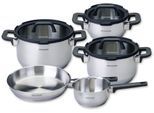 Topf-Set FACKELMANN "Elmau", silber (silberfarben, schwarz), Töpfe, Topf-Set, Deckel mit Abgießfunktion