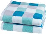 Handtücher ROSS "Würfelfond", blau (petrol, lagune, chrom, weiß), B:50cm L:100cm, Frottier, Baumwolle, Handtücher, Handtücher, 100% Baumwolle