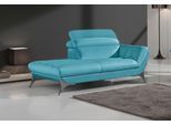 Recamiere EGOITALIANO "Sueli, extravagantes Design und erstklassiger Sitzkomfort", blau (türkis), B:180cm H:100cm T:110cm, Leder »NUVOLE« (Echtes Rindsleder). Halbnatürliches, halbnarbiges Rindsleder mit einer natürlichen Körnung von 1, 2 bis 1, 4 mm. Dieses Leder hat eine weiche, wachsartige Hand mit mattem Aussehen und einem Wolkeneffekt. Es handelt sich um ein Naturleder, das die ursprünglichen