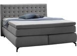 Boxspringbett JOCKENHÖFER GRUPPE "Jessica inklusive 9cm Kaltschaum-Topper", grau (grau 474, 19), B:192cm L:214cm, Bezug Bett: 100% Polyester;Topper und Matratzenspiegel: 100% Polyester, Komplettbetten, Boxspringbett, und 7-Zonen-TTFK-Matratze (H3,H3/H4 oder H4), Liegefläche 180x200cm