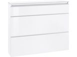 Schuhschrank HOME AFFAIRE "Magic Schuhschrank, Schuhkommode, Schuhregal, softgriff", weiß (weiß hochglanz lackiert), B:120cm H:108cm T:26,5cm, FSC-zertifizierter Holzwerkstoff, Schränke, Schuhschrank, 3 Klappen,Doppelschuhtrommeln,hochglanz lackiert oder matt,Breite 120