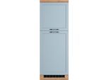 Kühlumbauschrank KOCHSTATION "KS-Lana", blau (matt hellblau, wotaneiche), B:60cm H:166cm T:60cm, Holzwerkstoff, MDF, Schränke, Kühlumbauschrank, Breite 60 cm