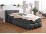 Boxspringbett HOME AFFAIRE "Chelles", grau (schiefer), B:107cm L:225cm, Samtoptik (100% Polyester);Bezug der Spiegelfläche Matratzendrell aus 100% Polyester;Struktur fein 100% Polyester), Komplettbetten, Boxspringbett, inkl. Kaltschaumtopper, in 5 Breiten und 3 Matratzenarten