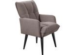 Esszimmerstuhl EXXPO - SOFA FASHION "Mocca", latte, schwarz, B:57cm H:93cm T:75cm, Stühle, Esszimmerstuhl, Armlehnenstuhl, bequem gepolstert