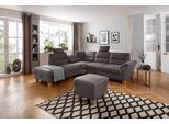 Ecksofa HOME AFFAIRE "Soleo L-Form", grau (anthrazit), B:262cm H:89cm T:235cm, Luxus-Microfaser ALTARA NUBUCK (100% Polyester);Struktur (100% Polyester);Luxus-Microfaser Lederoptik (100% Polyester), Sofas, Ecksofa, komfortabel durch Trapezecke mit Relaxfunktion, auch mit Bettfunktion