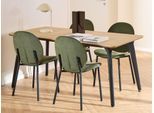 Esszimmer-Set ACTONA GROUP "Essgruppe, Speisetisch mit Wohnzimmerstühlen", schwarz (matt schwarz), B:160cm H:75cm T:90cm, Polyester, Kastenmöbel-Sets, Esszimmer-Set, 1x Tisch + 4x Stühle