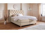 Boxspringbett HOME AFFAIRE "Harmones hoch", beige, B:203cm L:210cm, Struktur (100% Polyester), Komplettbetten, Boxspringbett, in 3 Breiten, Härtegrad auch im Mix mit je 1 Matratze in H2 und H3