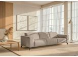3-Sitzer HOME AFFAIRE "Lorcan 257 cm, weiches Sitzgefühl", beige (braun), B:257cm H:77cm T:93cm, 100% PES, Sofas, 3-Sitzer, mit schwarzen Metallfüßen, Lederoptik und in weichem Strukturstoff