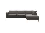 Ecksofa FLEXLUX "Fiore, Sitzaufbau mit hochwertigem Kaltschaum für mehr Sitzkomfort", grau (warm mineral), B:273cm H:85cm T:225cm, 100% Echteder, Sofas, Ecksofa, breite Armlehnen, L-Form, Füße Alu/Eiche