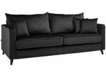 3-Sitzer HOME AFFAIRE "Renesse", schwarz, B:203cm H:90cm T:90cm, Samtvelours 100% Polyester;Luxus-Microfaser ALTARA NUBUCK (100% Polyester), Sofas, 3-Sitzer, lose Kissen, Keder an Sitzkissen