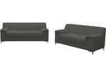 Polstergarnitur HOME AFFAIRE "Jamie 2, auch in Cord, Set: bestehend aus 1,5- und 2,5-Sitzer", grau (dunkelgrau), H:76cm T:81cm, 100% Polyester, Sitzmöbel-Sets, Polstergarnitur, zeitlos, modern, mit komfortablem Federkern