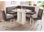 Eckbankgruppe MASSIVLINE & MORE "Anna", braun (holzwerkstoff mit farbe weiß, lotos 5093 dunkelbraun, dunkelbraun, weiß), Kunstleder, Langer Schenkel rechts (130/169cm), Holzwerkstoff, Kunstleder, Sitzmöbel-Sets, Eckbankgruppe, mit 2 Stühlen mit massiven Gestell