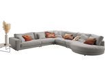 Ecksofa 3C CANDY "Enisa II, bequem und komfortabel, Mega Familiensofa, L-Form", grau (light, grau), B:225cm H:86cm T:395cm, 85% Polyester, 15% Viskose, Sofas, Ecksofa, incl. 3 Flatterkissen, wahlweise mit Flecken-Schutz-Bezug Easy care