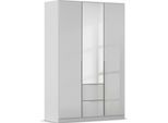 Drehtürenschrank OTTO HOME "Kleiderschrank Kleiderschränke Schrank Garderobe AGORDO mit Glasfront", grau (seidengrau, glas seidengrau), B:136cm H:210cm T:54cm, Holzwerkstoff, Schränke, Drehtürenschrank, mit Außenschubkästen, in 7 Breiten und 2 Höhen MADE IN GERMANY