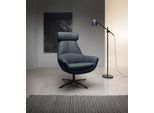 Drehsessel BETYPE "Be Organic High Back, Loungesessel, Hochlehnsessel", blau, B:81cm H:92cm T:83cm, 100% Echtleder, Sessel, Drehsessel, in elegantem Design mit Drehfunktion