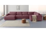 Wohnlandschaft HOME AFFAIRE "Bloomfield, Mega Polsterecke, Breite 390cm, viel Platz, U-Form", rosa (altrosa), B:390cm H:84cm T:209cm, 100% Polyester, Sofas, Wohnlandschaft, In verschiedenen Größen bestellbar