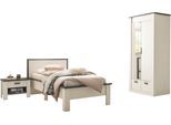 Schlafzimmer-Set HOME AFFAIRE "SHERWOOD", weiß (pinie weiß dekor), B:263cm H:209cm T:213cm, Schlafzimmermöbel-Sets, Schlafzimmer-Set, Liegefläche 90x200cm, Schrank 2-trg. 93cm breit