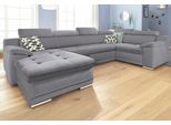 Wohnlandschaft SIT & MORE "Top Andiamo U-Form", grau, B:336cm H:93cm T:193cm, Kunstleder SOFTLUX;Struktur ( 100% Polyester), Sofas, Wohnlandschaft, mit Kopfteilverstellung, wahlweise mit Bettfunktion