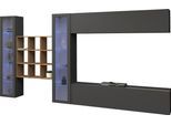 Wohnwand HOME AFFAIRE "Maruska", grau (anthrazit, anthrazit), B:350cm H:180cm T:30cm, Holzwerkstoff, Kastenmöbel-Sets, Wohnwand