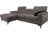 Ecksofa COTTA "Sammy L-Form", grau, B:226cm H:92cm T:105cm, Microfaser PRIMABELLE (100% Polyester);NaturLEDER in Sitz und Rücken/Kunstleder im Korpus;NaturLEDER (echtes Rindsleder), Rückseite mit Spannstoff bezogen, Sofas, Ecksofa, mit Kopfteilverstellung, wahlweise mit Bettfunktion