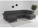 Wohnlandschaft SIT & MORE "Glendale, U-Form", dunkelgrau, B:321cm H:84cm T:193cm, 95% Polyester, 5% Polyamid, Sofas, Wohnlandschaft, inkl. Kopfteilverstellung,wahlweise mit Vorziehsitz und Bettkasten