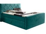 Boxspringbett HOME AFFAIRE "Atlanta", blau (ocean), B:160cm L:221cm, Kunststoff, Massivholz, Stoff, Komplettbetten, Boxspringbett, inklusive Topper und Bettkasten