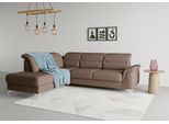Ecksofa SIT & MORE "Sinatra L-Form", braun (espresso), B:251cm H:85cm T:220cm, 98% Polyester, 2% Polyamid, Sofas, Ecksofa, mit Ottomane, optional mit Kopfteilverstellung und Armteilfunktion