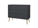 Kommode ANDAS "Bodo, Aufbewahrung, Schubladenschrank, Stauraum, modern, Breite 99 cm", grau (matt grau), B:98,7cm H:64,8cm T:39,1cm, Holzwerkstoff, Sideboards, Kommode, 4 Schubladen, Weiß oder Schwarz, Beine und Griffe aus Echtholz