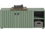 Sitzbank HOME AFFAIRE "TATIO, 106x43x37 cm, 2 Türen, 2 offene Fächer", smoke grün nachbildung, B:106cm H:44cm T:37cm, FSC-zertifizierter Holzwerkstoff, Sitzbänke, Sitzbank, Garderobensitzbank, Sitzbank Flur mit Stauraum, Sitzkissen wählbar