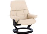 Relaxsessel STRESSLESS "Ruby", beige (cream batick), B:79cm H:98cm T:76cm, Leder BATICK: BATICK ist ein leicht korrigiertes, durchgefärbtes und genarbtes Möbelleder, bei dem die meisten Unebenheiten und Spuren in der Regel entfernt wurden.;Leder PALOMA: PALOMA ist ein durchgefärbtes Semianilin-Möbelleder mit natürlicher Narbung., Sessel, Relaxsessel, mit Classic Base, Größe M, Gestell Eiche, Wenge