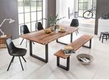 Esstisch HOME AFFAIRE "Manhattan", beige (natur, schwarz), B:260cm H:77cm T:100cm, Tische, Esstisch, mit echter Baumkante