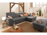 Ecksofa HOME AFFAIRE "Lyla fester Sitzkomfort, bequeme Armlehnen, Breite 279cm, L-Form", grau (dunkelgrau)), B:279cm H:81cm T:162cm, Sofas, Ecksofa, mit Recamiere, wahlweise mit Rückenfunktion und zusätzlich mit Bett