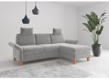 Ecksofa HOME AFFAIRE "Rochelle, L-Form", grau (hellgrau), B:251cm H:90cm T:164cm, 100% Polyester, Sofas, Ecksofa, wahlweise mit Armteilverstellung, Bettfunktion und Bettkasten