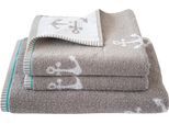 Handtuch Set DYCKHOFF "Maritim, Nautic", grau (kiesel), 3 Stk., Frottier, Frottier, Obermaterial: 100% Baumwolle, Handtuch-Sets, Handtuch Set, 2 Handtücher (50x100 cm), 1 Duschtuch (70x140 cm)