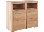 Kommode OTTO HOME "Falco,89cm breit,35 cm tief, Fronten Massivholz", beige (kernbuche teilmassiv), B:89cm H:80cm T:35cm, Holzwerkstoff, Sideboards, Kommode, Kernbuche massiv, Holzwerkstoff, Metall Griffe,6Fächer