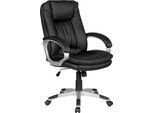 Schreibtischstuhl SALESFEVER "Ergonomischer Bürostuhl", schwarz (schwarz, silber, schwarz), B:66cm H:104cm T:74cm, Polyurethan, Stühle, Schreibtischstuhl, Komfortabler Drehstuhl für effizientes Führungsstil