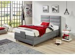 Boxbett, grau, B:134cm L:210cm, Box und Kopfteil: Feinstrukturstoff (77% Polyester und 23% Viskose);Bezug der Obermatratze: 100% Polyester, WESTFALIA SCHLAFKOMFORT, Komplettbetten, Boxbett, mit Motor in diversen Ausführungen