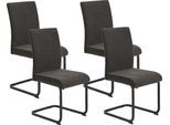 Freischwinger HELA "LINN", braun (braun, schwarz, braun), B:43cm H:92cm T:54cm, 100% Polyester, Stühle, Freischwinger, Esszimmerstuhl im praktischen 2er oder 4er Set