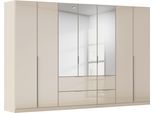 Drehtürenschrank OTTO HOME "Kleiderschrank Kleiderschränke Schrank Garderobe AGORDO mit Glasfront", beige (beige, glas beige (champagner)), B:315cm H:229cm T:54cm, Holzwerkstoff, Schränke, Drehtürenschrank, mit Außenschubkästen, in 7 Breiten und 2 Höhen MADE IN GERMANY